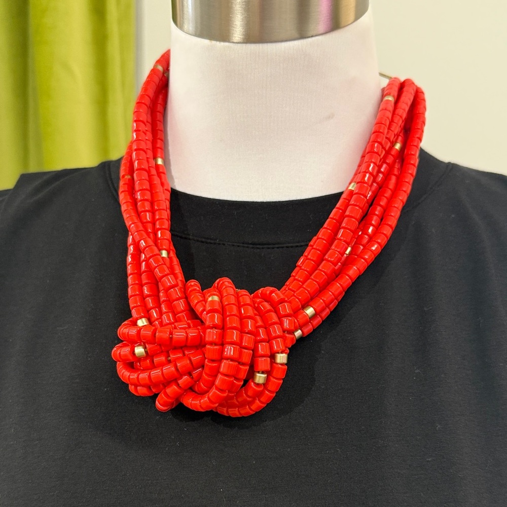 Trendy Boutique Vibrant Red Beaded Necklace